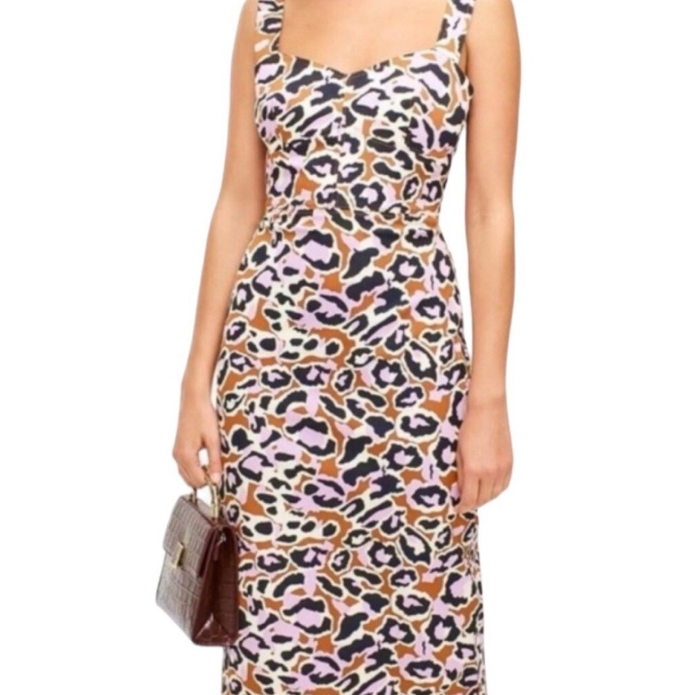 J. Crew Multicolor Animal Print Midi Dress
